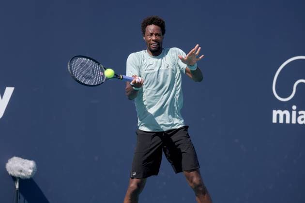 March 21, 2025, Miami Gardens, Florida, United States Of America: MIAMI GARDENS, FLORIDA - MARCH 21: Gael Monfils of France defeats Jiri Lehecka during their match on Day 4 at Hard Rock Stadium on March 21, 2025 in Miami Gardens, Florida....People: Gael Monfils Miami Gardens United States Of America - ZUMAs214 20250321_ada_s214_350 Copyright: xSMGx