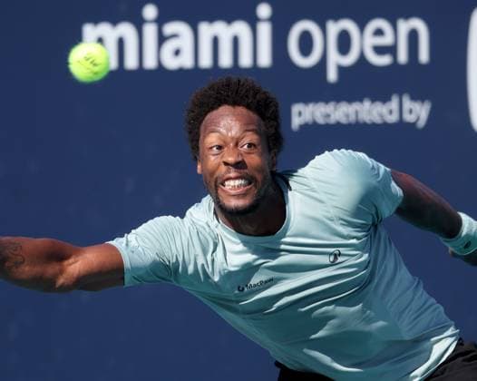 March 21, 2025, Miami Gardens, Florida, United States Of America: MIAMI GARDENS, FLORIDA - MARCH 21: Gael Monfils of France defeats Jiri Lehecka during their match on Day 4 at Hard Rock Stadium on March 21, 2025 in Miami Gardens, Florida....People: Gael Monfils Miami Gardens United States Of America - ZUMAs214 20250321_ada_s214_328 Copyright: xSMGx