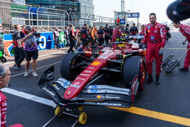 SHANGHAI, CHINA - MARCH 22: The racing car of Ferrari driver Lewis Hamilton of Britain is seen at the sprint race of the Formula One Chinese Grand Prix at the Shanghai International Circuit on March 22, 2025 in Shanghai, China.  Copyright: xVCGx 111556559955