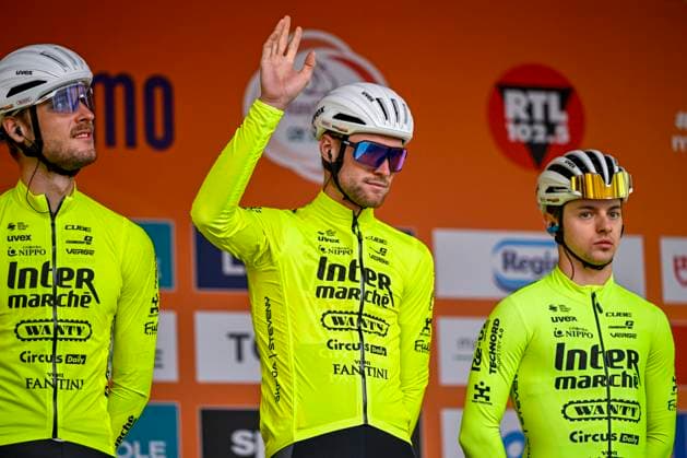 2025 Milan - Sanremo UCI WorldTour cycling race SANREMO, ITALY - MARCH 22 : Rex Laurenz (BEL) of Intermarche - Wanty on stage before the start of the race during the UCI WorldTour 116th Milan - Sanremo cycling race with start in Pavia and finish at the Via Roma in Sanremo on March 22, 2025 in Sanremo, Italy, 22 03 2025 ( Motordriver Kenny Verfaillie - Sanremo Italy  Copyright: xNicoxVereeckenx