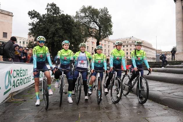 AROMITALIA 3T VAIANO during the women™s elite race of the Sanremo Women, one day cycling race from Genova to Sanremo in 156km - North Italy- Saturday, March 22, 2025. - cycling .  Copyright: xMassimoxPaolone LaPressex