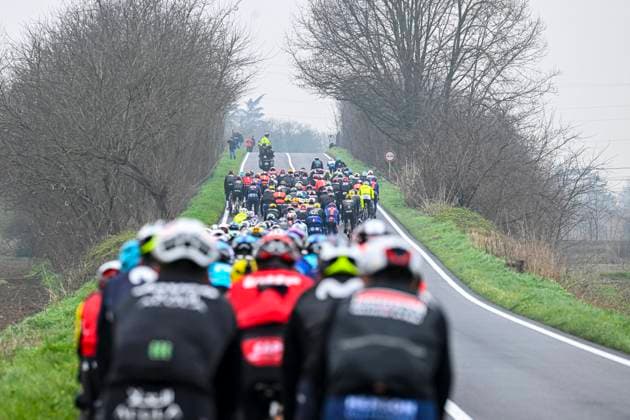 2025 Milan - Sanremo UCI WorldTour cycling race SANREMO, ITALY - MARCH 22 : Illustration picture of the start of the race during the UCI WorldTour 116th Milan - Sanremo cycling race with start in Pavia and finish at the Via Roma in Sanremo on March 22, 2025 in Sanremo, Italy, 22 03 2025 ( Motordriver Kenny Verfaillie - Sanremo Italy  Copyright: xNicoxVereeckenx