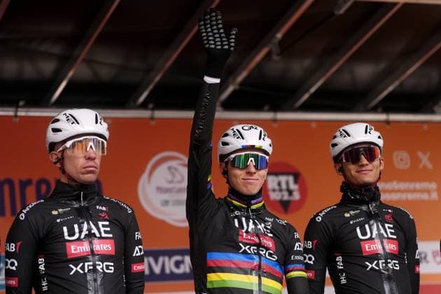 POGACAR Tadej during the men s elite race of the Milano-Sanremo one day cycling race (289 km) from Pavia and to Sanremo - North West Italy - March 22, 2025. - cycling .  Copyright: xFabioxFerrari LaPressex