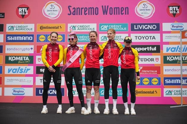 COFIDIS WOMEN TEAM during the women™s elite race of the Sanremo Women, one day cycling race from Genova to Sanremo in 156km - North Italy- Saturday, March 22, 2025. - cycling .  Copyright: xMarcoxAlpozzi LaPressex