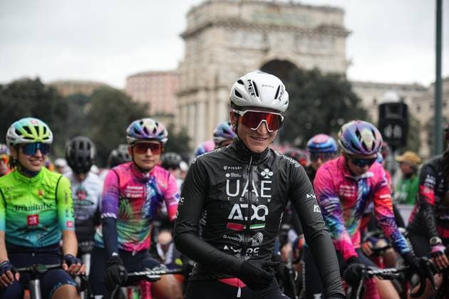 UAE TEAM ADQ LONGO BORGHINI Elisa The start during the women™s elite race of the Sanremo Women, one day cycling race from Genova to Sanremo in 156km - North Italy- Saturday, March 22, 2025. - cycling .  Copyright: xMarcoxAlpozzi LaPressex