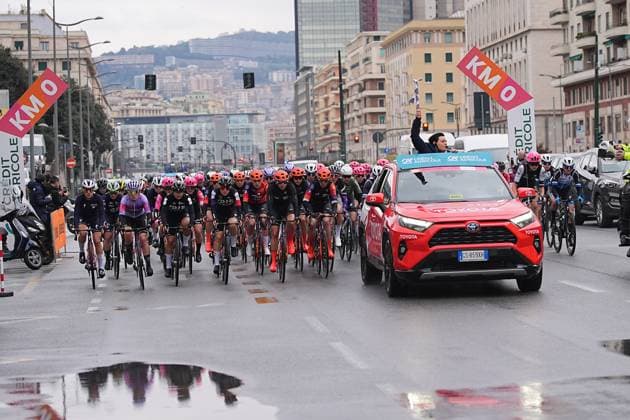 The start KM 0 during the women™s elite race of the Sanremo Women, one day cycling race from Genova to Sanremo in 156km - North Italy- Saturday, March 22, 2025. - cycling .  Copyright: xMarcoxAlpozzi LaPressex