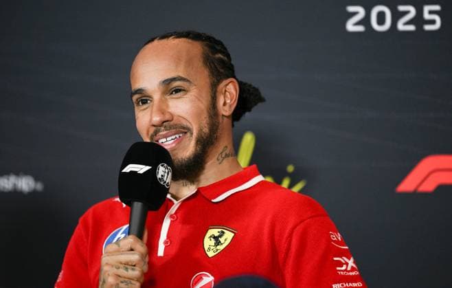 (250322) -- SHANGHAI, March 22, 2025 -- Ferrari s driver Lewis Hamilton of Britain speaks during the press conference, PK, Pressekonferenz after the sprint race of the Formula 1 Chinese Grand Prix at the Shanghai International Circuit in east China s Shanghai, March 22, 2025. ) (SP)CHINA-SHANGHAI-FORMULA 1-SPRINT(CN) XiaxYifang 