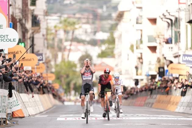 VAN DER POEL Mathieu winner of the men s elite race of the Milano-Sanremo one day cycling race (289 km) from Pavia and to Sanremo - North West Italy - March 22, 2025. - cycling .  Copyright: xMassimoxPaolonex xLaPressex