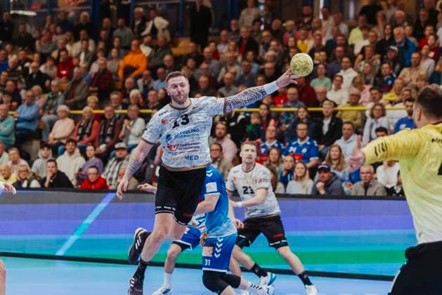 VfL Luebeck Schwartau vs HC Elbflorenz Dresden, Handball, 2 Bundesliga, 22 03 25 Dumcius Mindaugas Nr 13, HC Elbflorenz Dresden VfL Luebeck Schwartau vs HC Elbflorenz Dresden, Handball, 2 Bundesliga, 22 03 25 Luebeck Hansehalle Schleswig Holstein Germany Copyright: xChristianxSchaffrathx xMedienwerkxLübeckx