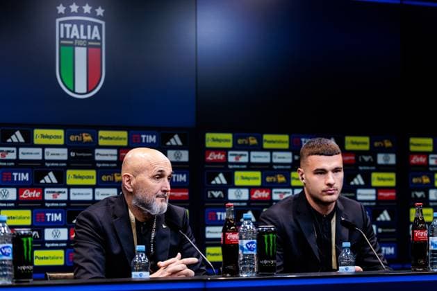 UEFA Nations League Press Conference Italy 22 03 2025 Luciano Spalletti Coach Italy , Alessandro Buongiorno Italy, 4 UEFA Nations League Press Conference Italy before the second leg Germany Italy Dortmund, Signal Iduna Park, 22 03 2025 Copyright: xBEAUTIFULxSPORTS Wunderlx