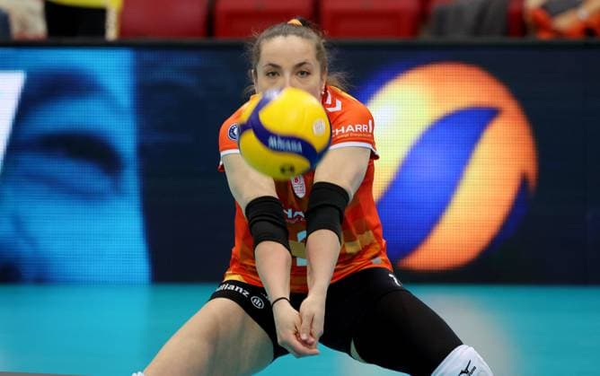 Stuttgart , Volleyball Womens Bundesliga PlayOffs Quarterfinals Game 1 , Allianz MTV Stuttgart vs USC Münster , Roosa Koskelo Stgt