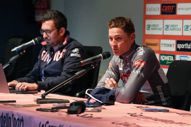 VAN DER POEL Mathieu winner, of the men s elite race of the Milano-Sanremo one day cycling race during the press conference, PK, Pressekonferenz (289 km) from Pavia and to Sanremo - North West Italy - March 22, 2025. - cycling .  Copyright: xGianxMattiaxD Alberto LaPressex