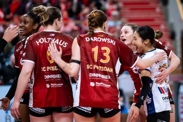 VBL Volleyball Bundesliga PlayOff quarter-finals, SC Potsdam VfB Suhl 22 03 2025 VBL Volleyball Bundesliga PlayOff quarter-finals SC Potsdam VfB Suhl 22 03 2025 4 Jenna Ewert SCP Copyright: xBEAUTIFULxSPORTS NicolxMarschallx