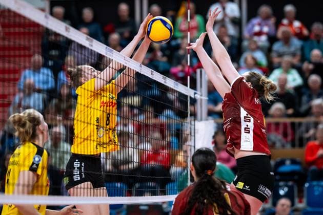 VBL Volleyball Bundesliga PlayOff quarter-finals, SC Potsdam VfB Suhl 22 03 2025 VBL Volleyball Bundesliga PlayOff quarter-finals SC Potsdam VfB Suhl 22 03 2025, 8 Jette Kuipers VfB Suhl Copyright: xBEAUTIFULxSPORTS NicolxMarschallx