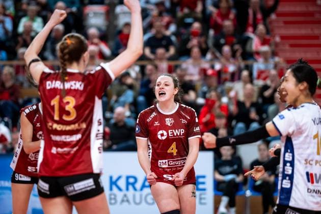 VBL Volleyball Bundesliga PlayOff quarter-finals, SC Potsdam VfB Suhl 22 03 2025 VBL Volleyball Bundesliga PlayOff quarter-finals SC Potsdam VfB Suhl 22 03 2025 4 Jenna Ewert SCP Copyright: xBEAUTIFULxSPORTS NicolxMarschallx