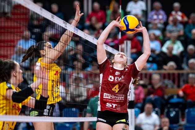 VBL Volleyball Bundesliga PlayOff quarter-finals, SC Potsdam VfB Suhl 22 03 2025 VBL Volleyball Bundesliga PlayOff quarter-finals SC Potsdam VfB Suhl 22 03 2025 4 Jenna Ewert SCP Copyright: xBEAUTIFULxSPORTS NicolxMarschallx
