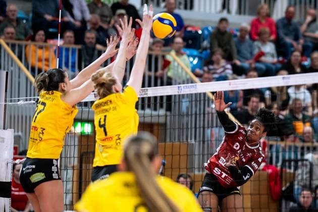 VBL Volleyball Bundesliga PlayOff quarter-finals, SC Potsdam VfB Suhl 22 03 2025 VBL Volleyball Bundesliga PlayOff quarter-finals SC Potsdam VfB Suhl 22 03 2025, 3 Danielle Harbin SCP Copyright: xBEAUTIFULxSPORTS NicolxMarschallx