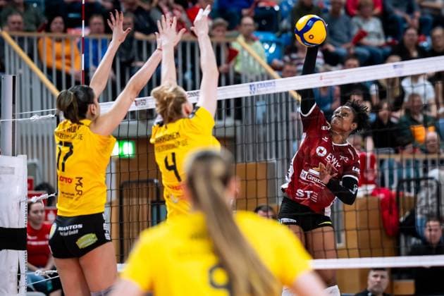 VBL Volleyball Bundesliga PlayOff quarter-finals, SC Potsdam VfB Suhl 22 03 2025 VBL Volleyball Bundesliga PlayOff quarter-finals SC Potsdam VfB Suhl 22 03 2025, 3 Danielle Harbin SCP Copyright: xBEAUTIFULxSPORTS NicolxMarschallx