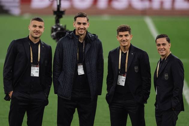Italy press conference, PK, Pressekonferenz & Walk Around Alex Meret, Giacomo Raspadori, Alessandro Buongiorno, and Giovanni di Lorenzo of Italy walk around at Westfalen Stadium in Dortmund, Germany, on March 22, 2025. Dortmund Germany  Copyright: xGiacomoxCosuax originalFilename:cosua-notitle250322_npXKJ.jpg