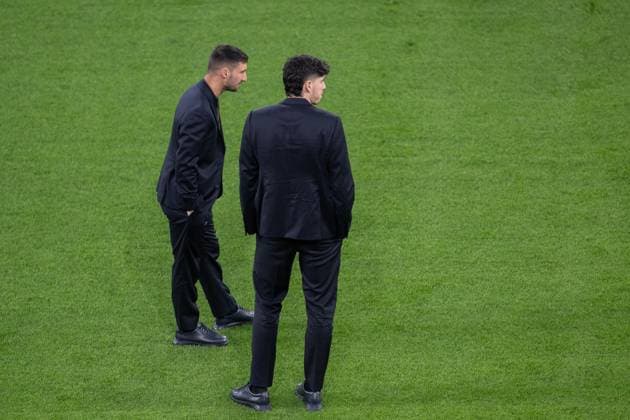 Italy press conference, PK, Pressekonferenz & Walk Around Matteo Politano and Alessandro Bastoni of Italy walk around at Westfalen Stadium in Dortmund, Germany, on March 22, 2025. Dortmund Germany  Copyright: xGiacomoxCosuax originalFilename:cosua-notitle250322_np7Ed.jpg