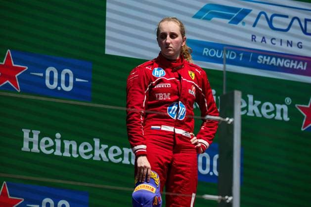 AUTO - F1 ACADEMY 2025 - SHANGHAI WEUG Maya (nld), MP Motorsport, Supporter by Ferrari, Tatuus F4-T421, portrait podium during the 1st round of the 2025 F1 Academy Championship from March 21 to 23, 2025 on the Shanghai International Circuit, in Shanghai, China - ShanghaiChina  Copyright: xJavierxJimenezx