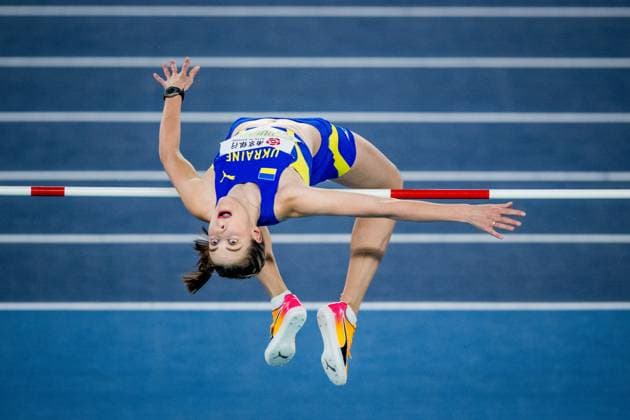 Sport Themen der Woche KW12 Sport Bilder des Tages Ukrainian Yaroslava Mahuchikh pictured in action during the high jump event, at the World Athletics Indoor Championships, in Nanjing, China, Sunday 23 March 2025. The championships take place from 21 to 23 March. JASPERxJACOBS  x115437698x