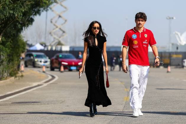FORMULA 1 CHINESE GRAND PRIX 2025 RACE DAY CHARLES LECLERC (MON) of Scuderia Ferrari 16 and ALEXANDRA SAINT MLEUX (FRA) arriving in the paddock during the FORMULA 1 HEINEKEN CHINESE GRAND PRIX 2025 RACE DAY at the Shanghai Audi International Circuit, Shanghai, China on 23 March 2025 Credit: Every Second Media Editorial use only. All images are copyright Every Second Media Limited. No images may be reproduced without prior permission. Copyright: xIMAGO EveryxSecondxMediax ESM-1388-0047 AntoinexLapeyrex xEveryxSecondxMediax