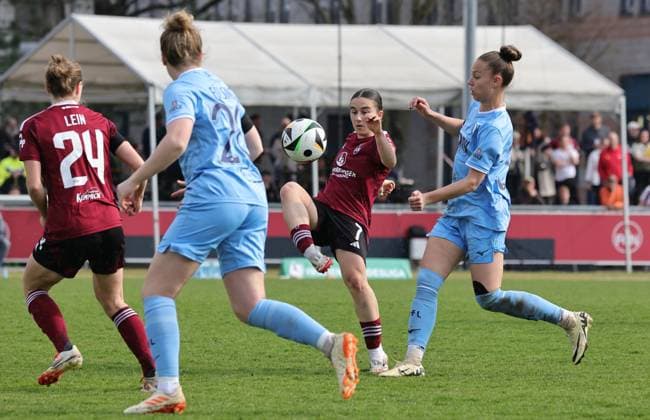 23 03 2025 Soccer Season 2024 2025 2 Women Soccer Bundesliga 19 Matchday 1 FC Nürnberg FCN Club Clubfrauen VfL Bochum Sportfoto Zink DaMa xdaxmax Marina Scholz 7, 1 FC Nürnberg FCN Franziska Wenzel 31, VfL Bochum