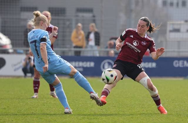 23 03 2025 Soccer Season 2024 2025 2 Women Soccer Bundesliga 19 Matchday 1 FC Nürnberg FCN Club Clubfrauen VfL Bochum Sportfoto Zink DaMa xdaxmax Mara Wilhelm 7, VfL Bochum Jonna Brengel 17, 1 FC Nürnberg FCN