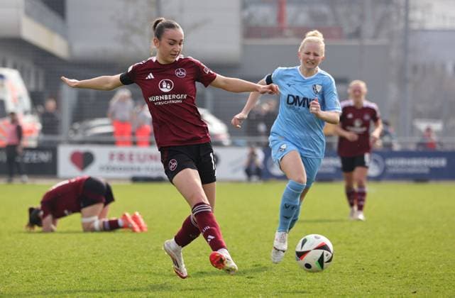 23 03 2025 Soccer Season 2024 2025 2 Women Soccer Bundesliga 19 Matchday 1 FC Nürnberg FCN Club Clubfrauen VfL Bochum Sportfoto Zink DaMa xdaxmax Lara Meroni 11, 1 FC Nürnberg FCN Mara Wilhelm 7, VfL Bochum