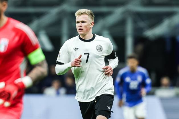 Sport, Football, UEFA Nations League 2024 2025 season quarter-final, first leg Italy Germany 20 03 2025, Stadio Guiseppe Meazza San Siro Jonathan Burkardt Germany, 7 Milan Stadio Guiseppe Meazza San Siro Italy