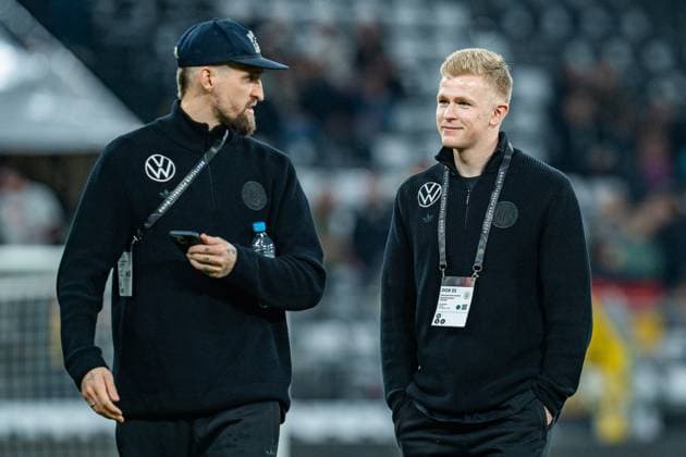 23 03 2025, Germany vs Italy, Nations League, quarter-final second leg Robert Andrich Germany, 23 Jonathan Burkardt Germany, 7 Copyright: xBahhoxKarax