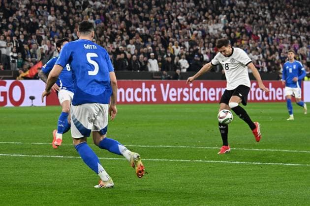 23 03 2025, xsltx, Football UEFA Nations League, Germany Italy v l Goal Chance Leon Goretzka German National Football Team DFB DFL DFB REGULATIONS PROHIBIT ANY USE OF PHOTOGRAPHS as IMAGE SEQUENCES and or QUASI VIDEO Dortmund