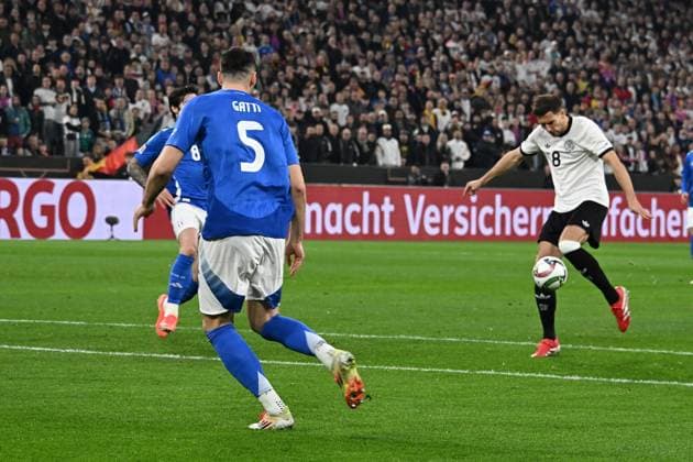 23 03 2025, xsltx, Football UEFA Nations League, Germany Italy v l Goal Chance Leon Goretzka German National Football Team DFB DFL DFB REGULATIONS PROHIBIT ANY USE OF PHOTOGRAPHS as IMAGE SEQUENCES and or QUASI VIDEO Dortmund