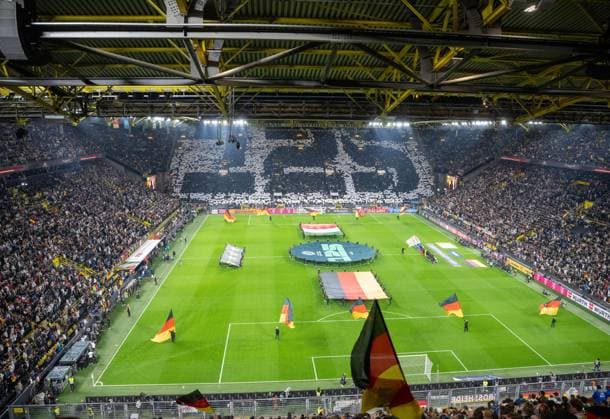 Soccer, men, 2024 25 season, UEFA Nations League quarter-final second leg in Dortmund, Germany Italy, Choreo on the occasion of the 125th anniversary of the DFB, 23 03 2025, Copyright: xMatthiasxKochx