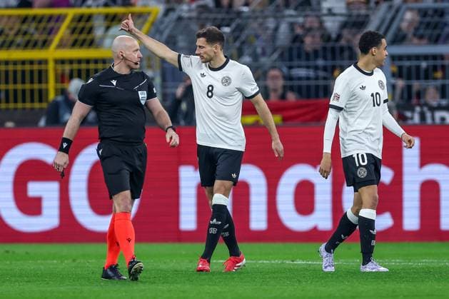 23 03 2025, Football, Quarter-final UEFA Nations League, Germany Italy, Signal Iduna Park, Season 2024 2025 Leon Goretzka GER 08 DFB regulations prohibit any use of photographs as image sequences and or quasi video Nordrhein Westfalen Germany