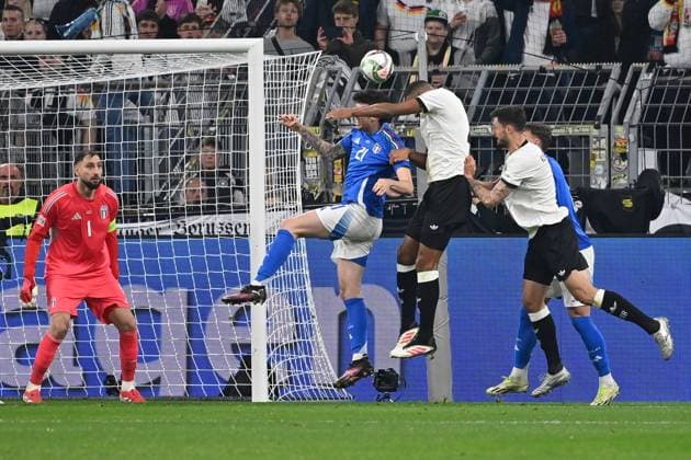 23 03 2025, xjrdrx, Football UEFA Nations League, Germany Italy v l Gianluigi Donnaruma Italy Alessandro Bastoni Italy Jonathan Tah German National Football Team DFB Tim Kleindienst German National Football Team DFB DFL DFB REGULATIONS PROHIBIT ANY USE OF PHOTOGRAPHS as IMAGE SEQUENCES and or QUASI VIDEO Dortmund