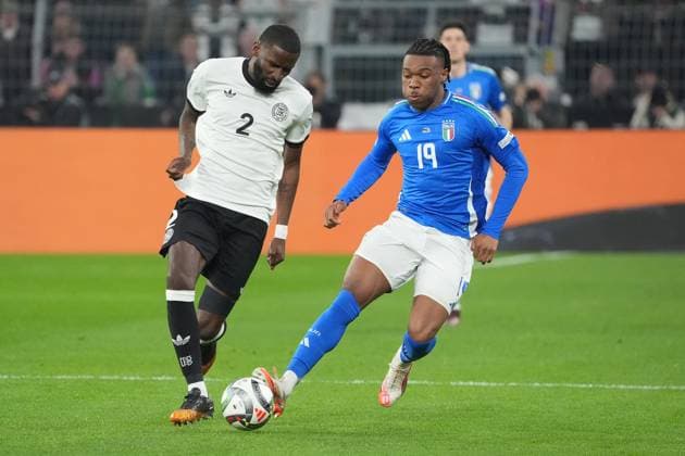 Antonio Rüdiger Germany Germany, 2 vs Iyenoma Udogie Italy, Italy, Italia, 19 Dortmund 23 03 2025 Germany vs Italy, UEFA Nations League quarter-final second leg, Signal Iduna Park