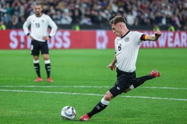 Soccer UEFA Nations League quarter-final Germany Italy on 23 03 2025 at Signal Iduna Park in Dortmund Joshua Kimmich Germany scores 1 0 from the penalty spot xJRx
