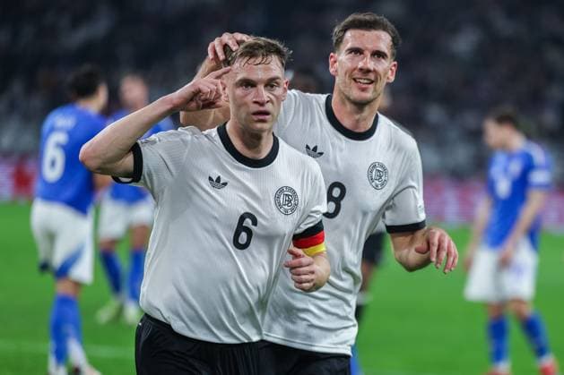 Soccer UEFA Nations League quarter-final Germany Italy on 23 03 2025 at Signal Iduna Park in Dortmund Goal celebration for 1 0 by Joshua Kimmich Germany xJRx