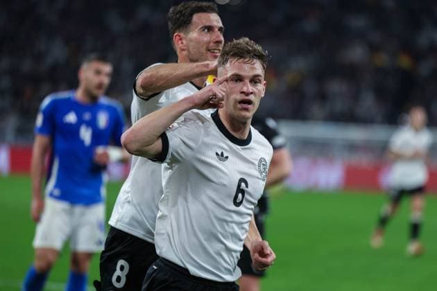 Soccer UEFA Nations League quarter-final Germany Italy on 23 03 2025 at Signal Iduna Park in Dortmund Goal celebration for 1 0 by Joshua Kimmich Germany xJRx