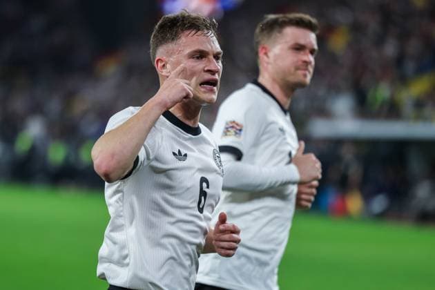 Soccer UEFA Nations League quarter-final Germany Italy on 23 03 2025 at Signal Iduna Park in Dortmund Goal celebration for 1 0 by Joshua Kimmich Germany xJRx