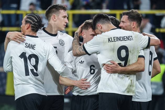 Soccer UEFA Nations League quarter-final Germany Italy on 23 03 2025 at Signal Iduna Park in Dortmund Goal celebration for 1 0 by Joshua Kimmich Germany xJRx