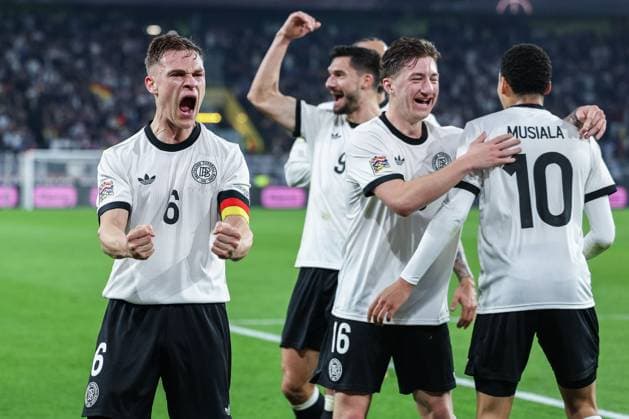 Soccer UEFA Nations League quarter-final Germany Italy on 23 03 2025 at Signal Iduna Park in Dortmund Goal celebration to 2 0 by Jamal Musiala Germany xJRx