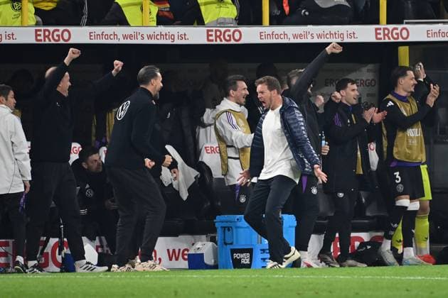 23 03 2025, xjrdrx, Football UEFA Nations League, Germany Italy v l Goal celebration after the goal to celebrate the goal celebrate 3 0 Coach Julian Nagelsmann German National Football Team DFB Co Coach Sandro Wagner German National Football Team DFB DFL DFB REGULATIONS PROHIBIT ANY USE OF PHOTOGRAPHS as IMAGE SEQUENCES and or QUASI VIDEO Dortmund