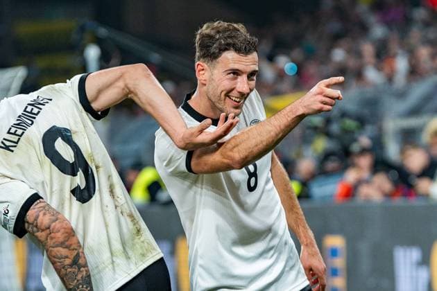 23 03 2025, Germany vs Italy, Nations League, quarter-final second leg Goal and celebration for 3 0 by Tim Kleindienst Germany, 9 here Leon Goretzka Germany, 8 Copyright: xBahhoxKarax