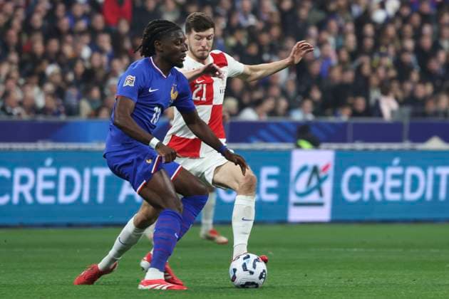 FOOTBALL : France Vs Croatie - Ligue des Nations - 23 03 2025 Manu Kone (France) vs Petar Sucic (Croatie) ParisFrance  Copyright: xMichtofx