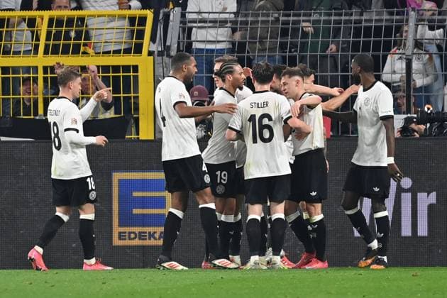 23 03 2025, xjrdrx, Football UEFA Nations League, Germany Italy v l Goal celebration after the goal to celebrate the goal celebrate 3 0 by Tim Kleindienst German National Football Team DFB DFL DFB REGULATIONS PROHIBIT ANY USE OF PHOTOGRAPHS as IMAGE SEQUENCES and or QUASI VIDEO Dortmund