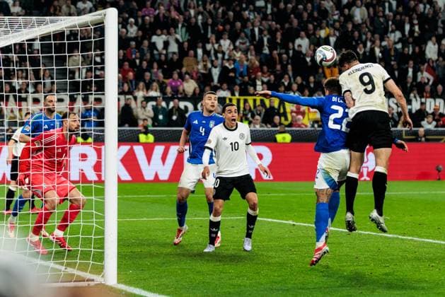 UEFA Nations League Germany Italy 23 03 2025 Tim Kleindienst Germany, 9 heads to 3 0 UEFA Nations League second leg Germany Italy Dortmund, Signal Iduna Park, 23 03 2025 Copyright: xBEAUTIFULxSPORTS Wunderlx