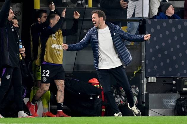 23 03 2025, xjrdrx, Football UEFA Nations League, Germany Italy v l Goal celebration after the goal to celebrate the goal celebrate 3 0 Coach Julian Nagelsmann German National Football Team DFB DFL DFB REGULATIONS PROHIBIT ANY USE OF PHOTOGRAPHS as IMAGE SEQUENCES and or QUASI VIDEO Dortmund